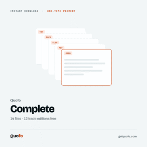Quofo Complete: fourteen files as an instant download, one-time payment, twelve trade editions free